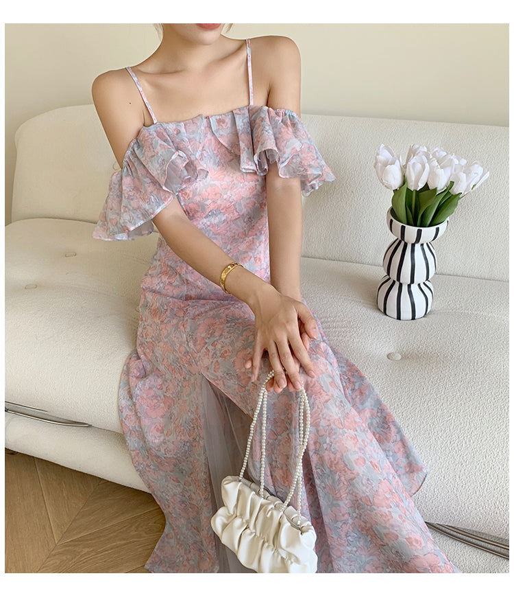 Summer Off Shoulder Dress For Women Maxi A-Line Party Elegant Printed Fashion Outfits Clothing