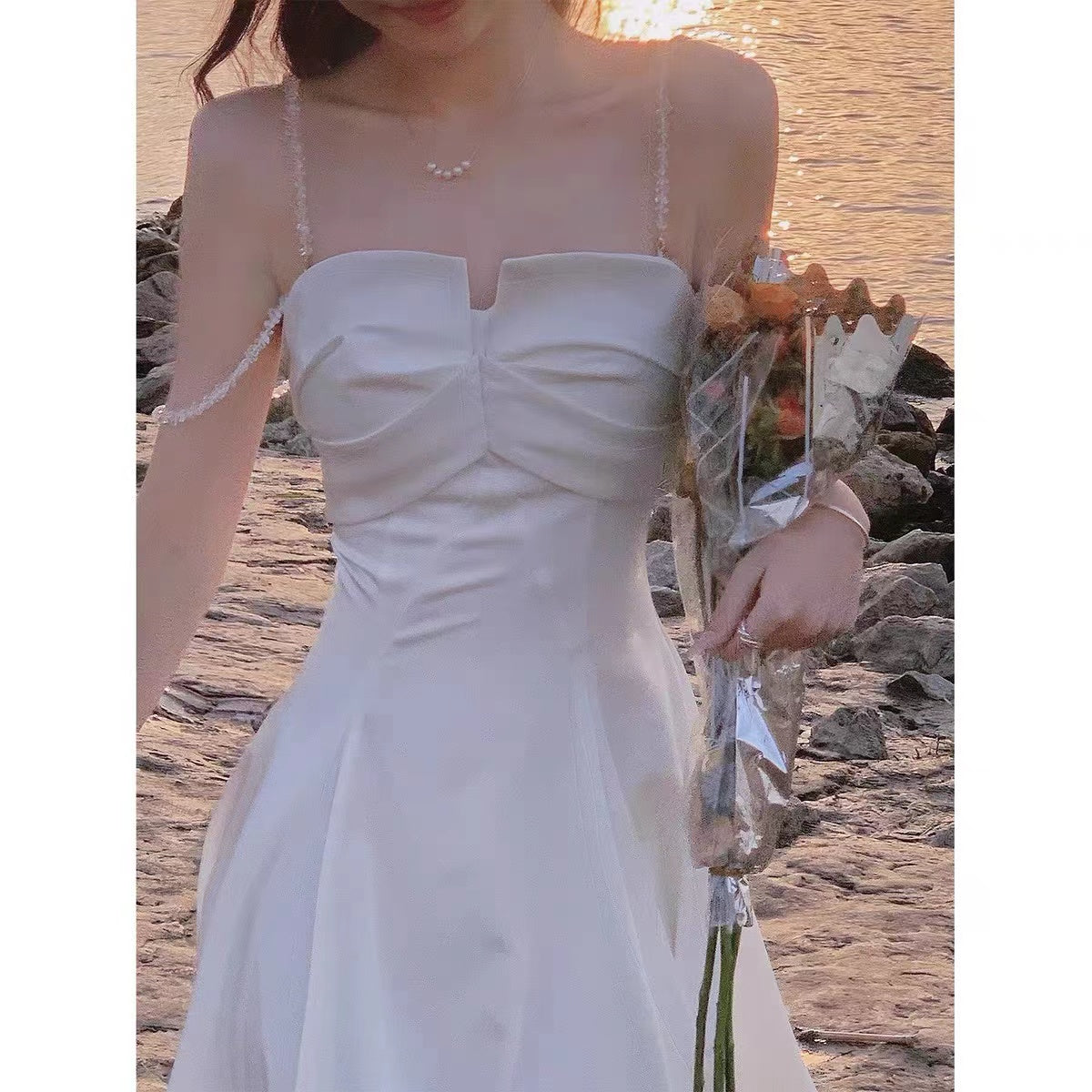 Summer Elegant Sexy Strap Midi Woman Dress Sleeveless Backless Slim Beach Holiday Vestidos Female Fashion Evening Club Clothes