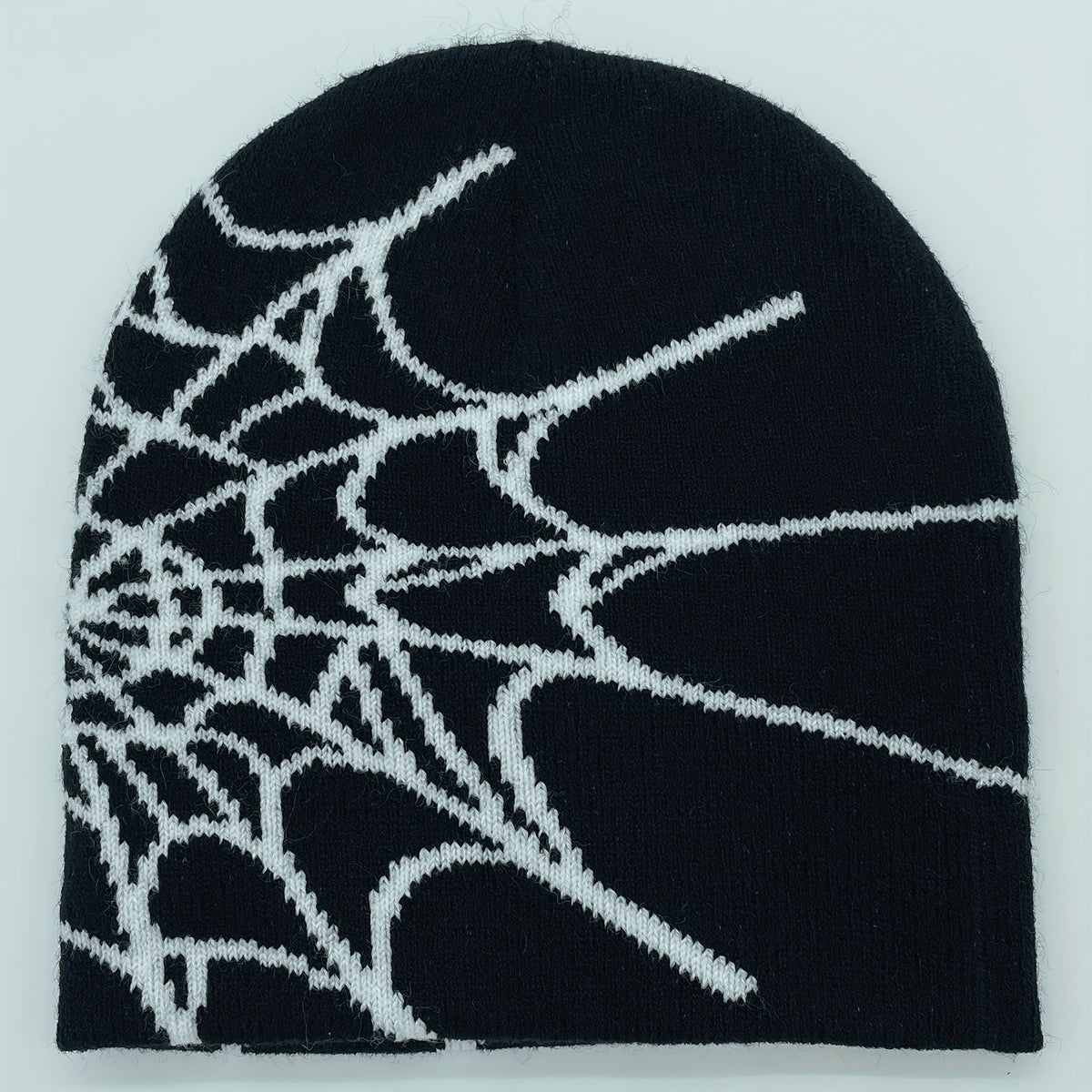 1pc Unisex Plain Color Slouchy Knitted Beanie Hat With Spider Web Embroidery For Autumn And Winter