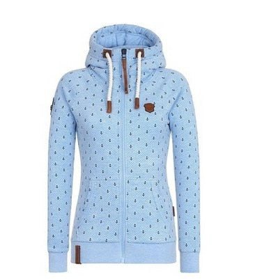 Spring Autumn Zip Hoodies Women Pink Gray Blue Green Warm Print Hooded Zipper Sweatshirt Slim Sweat Femme Hoody Moletom Feminino