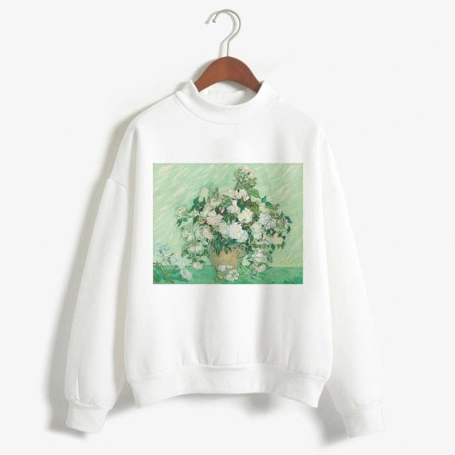 Van Gogh Print Long Sleeve Hoodies Fashion Women Clothes Femme 2021  Winter Cute Casual Sweatshirt