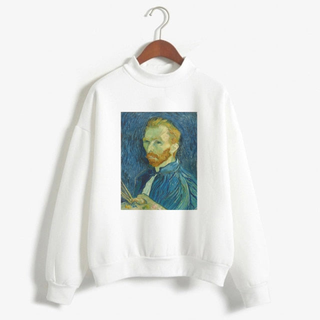 Van Gogh Print Long Sleeve Hoodies Fashion Women Clothes Femme 2021  Winter Cute Casual Sweatshirt