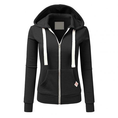 Casual Hoodies Women Autumn Winter Outdoor Sport Solid Color Long Sleeve Hoodies Pockets Zipper Sports Coat Top-s Hoodie Women