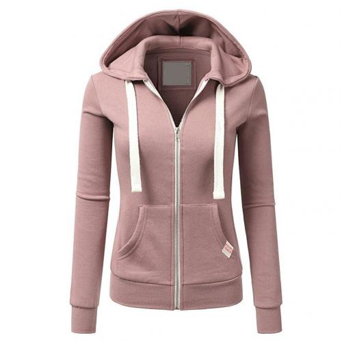 Casual Hoodies Women Autumn Winter Outdoor Sport Solid Color Long Sleeve Hoodies Pockets Zipper Sports Coat Top-s Hoodie Women