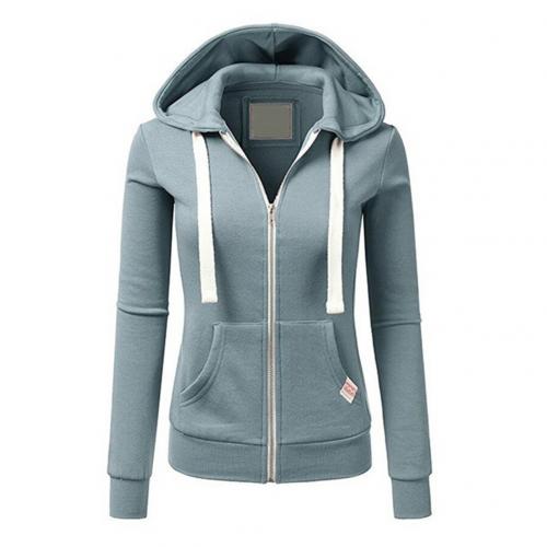 Casual Hoodies Women Autumn Winter Outdoor Sport Solid Color Long Sleeve Hoodies Pockets Zipper Sports Coat Top-s Hoodie Women