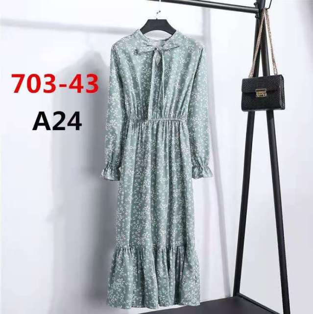 Lizakosht 11 Style Beautiful Fashion Summer Women Long Sleeve Dress Retro Collar Casual High Waist Dresses Floral Print Chiffon Clothing