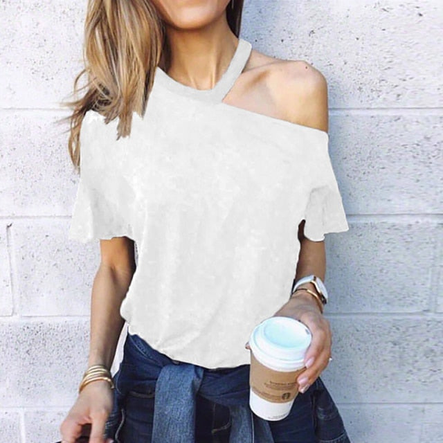 Women Sexy Elegant Halter Blouse Shirt Heart Shape Print Long Sleeve Casual Tops Pullovers Lady Autumn Off Shoulder Blouses