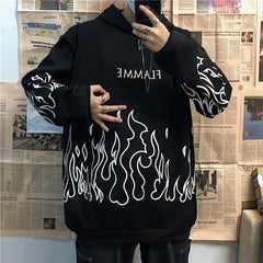 Plus Size Spring Autumn Clothes Sweatshirt Men Oversized Harajuku Hoodie Korean Style Streetwear Tops Print Long Sleeve Pullover