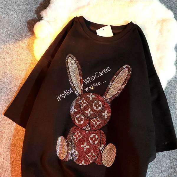 T-shirt Female 2021 Spring, Summer and Autumn Brushed Short-sleeved Print Bear Korean Version  Top Woman Tshirts  Graphic Tee