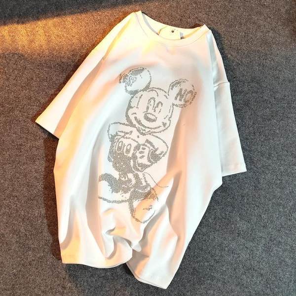 T-shirt Female 2021 Spring, Summer and Autumn Brushed Short-sleeved Print Bear Korean Version  Top Woman Tshirts  Graphic Tee