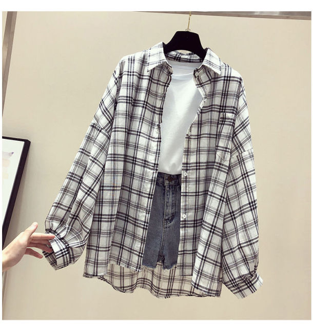 Korean Style Plaid Classic Loose Shirts Blouse Women Daily All-match Cute Student Women Clothing Fashion Vintage Shirt