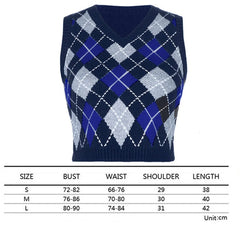 Tops girl Sweater Vest women jumper V Neck pullover Knitted Vests Women y2k Preppy Style Crop Top Autumn solid outfi