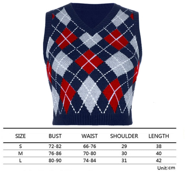 Tops girl Sweater Vest women jumper V Neck pullover Knitted Vests Women y2k Preppy Style Crop Top Autumn solid outfi