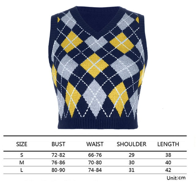 Tops girl Sweater Vest women jumper V Neck pullover Knitted Vests Women y2k Preppy Style Crop Top Autumn solid outfi