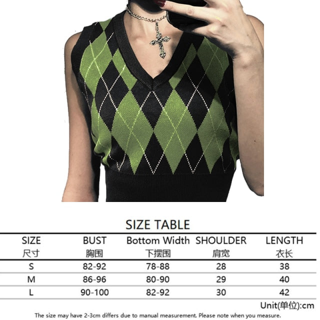 Tops girl Sweater Vest women jumper V Neck pullover Knitted Vests Women y2k Preppy Style Crop Top Autumn solid outfi