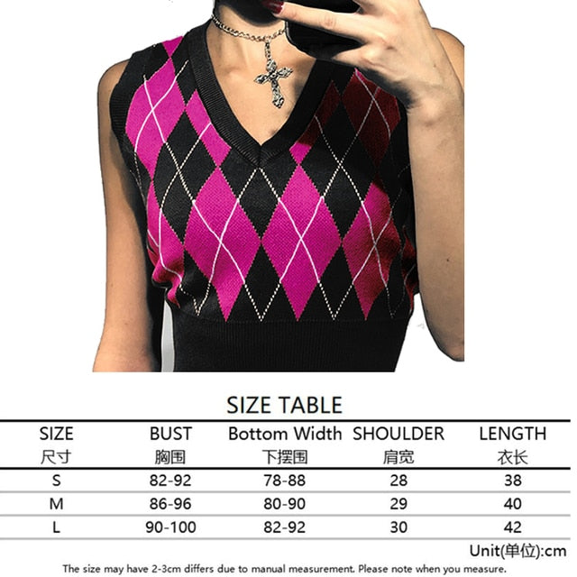 Tops girl Sweater Vest women jumper V Neck pullover Knitted Vests Women y2k Preppy Style Crop Top Autumn solid outfi