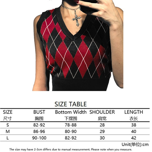 Tops girl Sweater Vest women jumper V Neck pullover Knitted Vests Women y2k Preppy Style Crop Top Autumn solid outfi