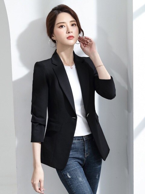 Women Blazer Korea Casual Slim Blazers Jackets Work Coat Outerwear Fashion Autumn Career Female Jacket Office Lady