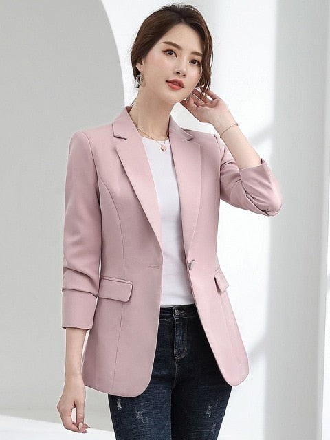 Women Blazer Korea Casual Slim Blazers Jackets Work Coat Outerwear Fashion Autumn Career Female Jacket Office Lady