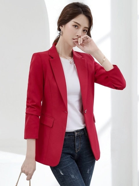 Women Blazer Korea Casual Slim Blazers Jackets Work Coat Outerwear Fashion Autumn Career Female Jacket Office Lady