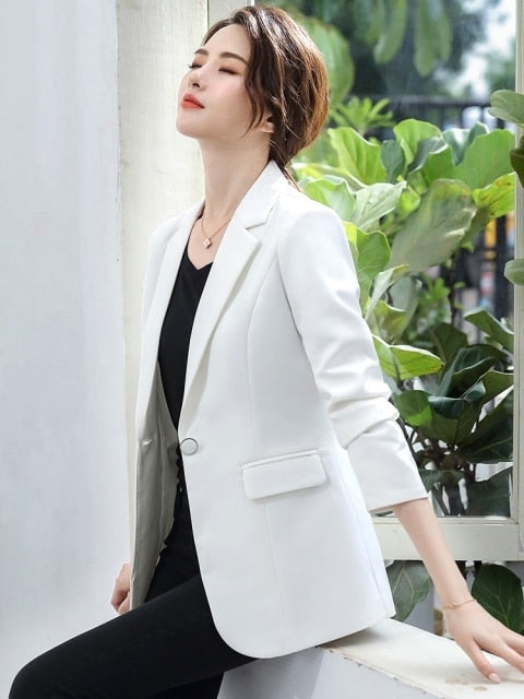 Women Blazer Korea Casual Slim Blazers Jackets Work Coat Outerwear Fashion Autumn Career Female Jacket Office Lady