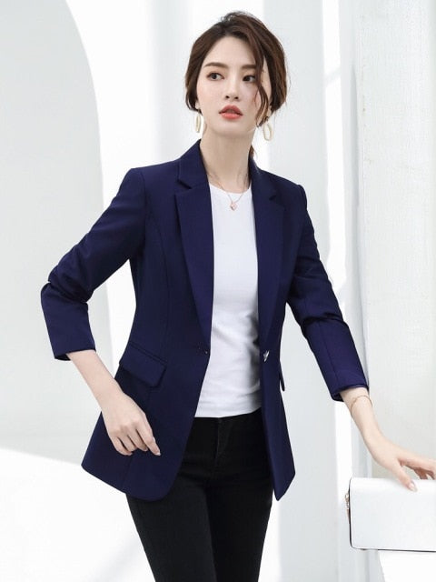 Women Blazer Korea Casual Slim Blazers Jackets Work Coat Outerwear Fashion Autumn Career Female Jacket Office Lady