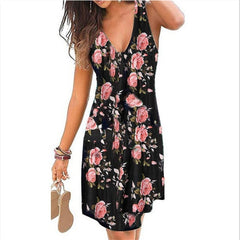 Beach Boho Print Dress 2021 New Sexy V-neck Sleeveless Loose A-Line Dress Plus Size 4XL 5XL Summer Women Casual Dresses Vestidos