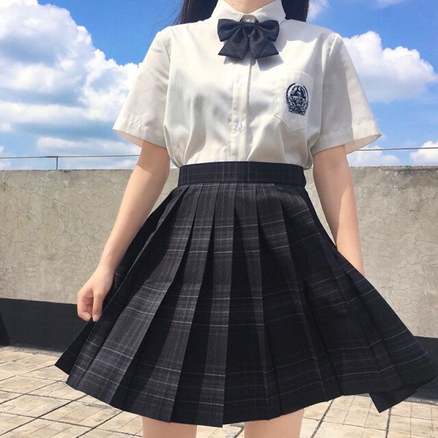 QRWR New Summer Women Skirts 2021 High Waist Girl's Pleated Skirt Korean Japanese Style Ladies Sweet Plaid Mini Skirts for Women