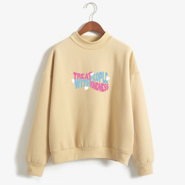 Kpop Hoodies Women Autumn Hoodie Winter Treat People With Kindness Letters Print Harry Moletom Harajuku Styles