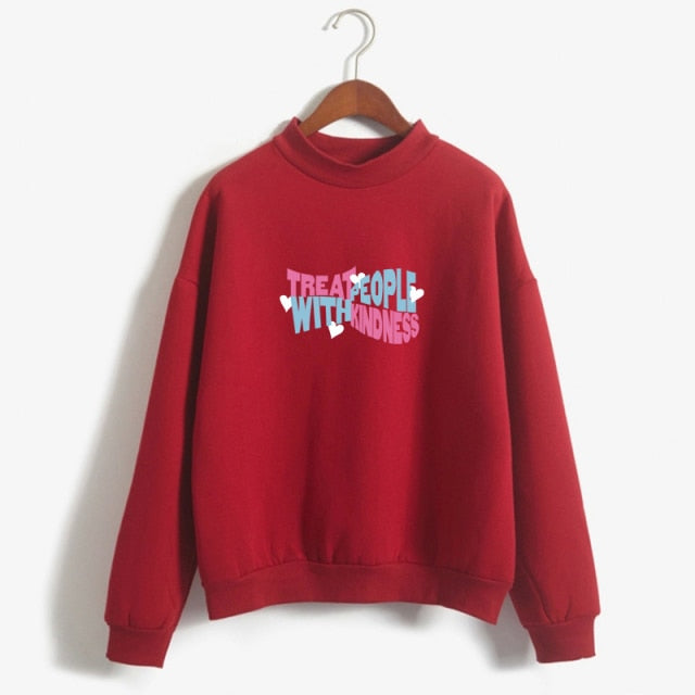 Kpop Hoodies Women Autumn Hoodie Winter Treat People With Kindness Letters Print Harry Moletom Harajuku Styles