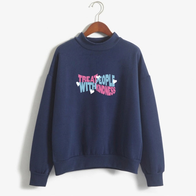 Kpop Hoodies Women Autumn Hoodie Winter Treat People With Kindness Letters Print Harry Moletom Harajuku Styles