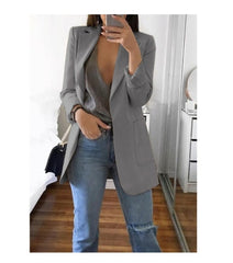 Fashion Korean Casual Women's Spring Autumn Long  Female Business Suit Outwear Slim Coats Office Ladies Blazer Work Jacket