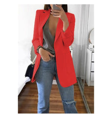 Fashion Korean Casual Women's Spring Autumn Long  Female Business Suit Outwear Slim Coats Office Ladies Blazer Work Jacket