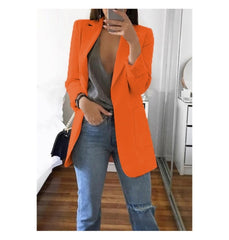 Fashion Korean Casual Women's Spring Autumn Long  Female Business Suit Outwear Slim Coats Office Ladies Blazer Work Jacket