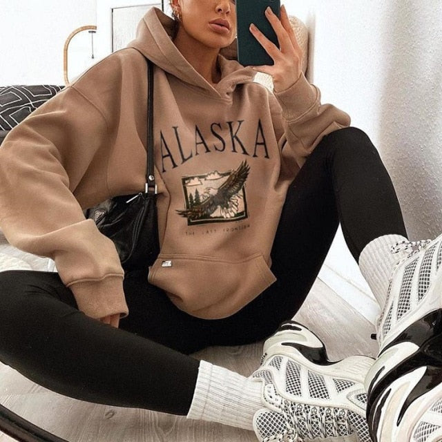 Pink Letter Embroidery Oversized Crewneck Sweatshirt Women Winter Tops Loose Vintage Casual Long Sleeve Streetwear Hip Hop Style