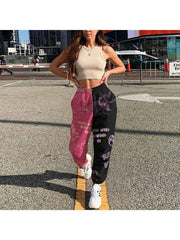 Pants Women Fashion High Waist Wide Leg Sweatpants Autumn Streetwear Casual Elastic Patchwork Joggers Woman Soft Trousers