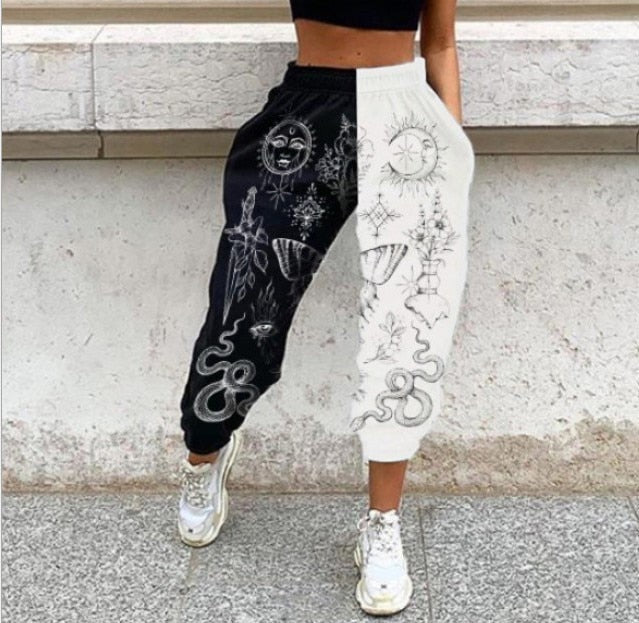 Pants Women Fashion High Waist Wide Leg Sweatpants Autumn Streetwear Casual Elastic Patchwork Joggers Woman Soft Trousers