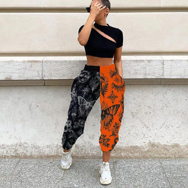 Pants Women Fashion High Waist Wide Leg Sweatpants Autumn Streetwear Casual Elastic Patchwork Joggers Woman Soft Trousers