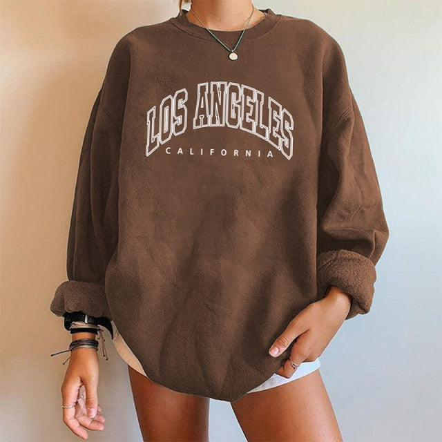 Letter Print Sweatshirts Woman Drop-shoulder Long Sleeve Fleece Loose Women Sweatshirts 2021 Autumn Casual Fashion Ladies Top