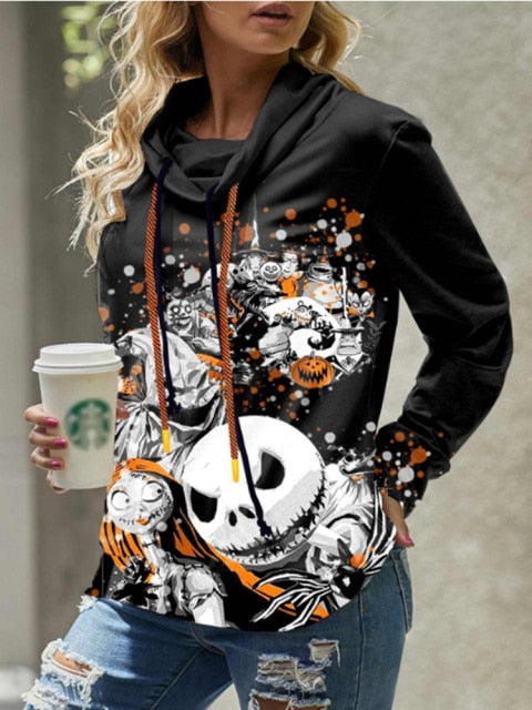 Autumn Winter Women Casual Sweatshirt Hoodi Street Style Loose Draw String Oversized Hoodie Basic Print Pullovers Commute Tops