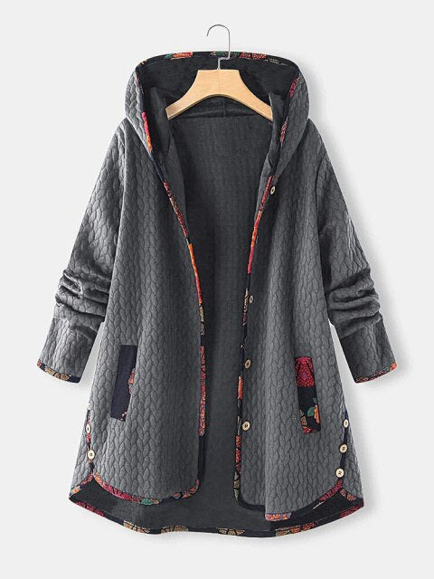 Autumn And Winter 2021 New Hooded Cotton Padded Jacket Loose And Printed Long Sleeve Cotton Padded Jacket For Women Qn*